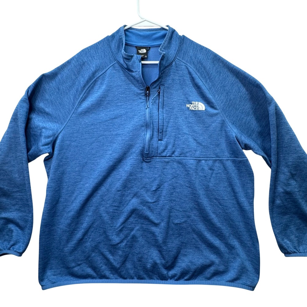 The North Face 1/4 Zip Pullover Mens XXL Blue Heathered Zipper Check Pocket